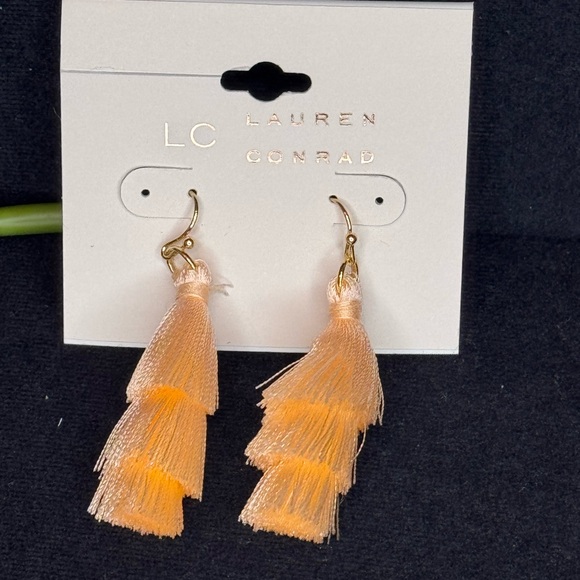 LC Lauren Conrad Peach Tassel Drop Earrings - Lightweight & Trendy 2in - Picture 3 of 11